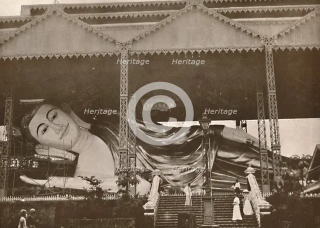 'Gigantic Reclining Figure of Buddha, Pegu', 1900. Creator: Unknown.
