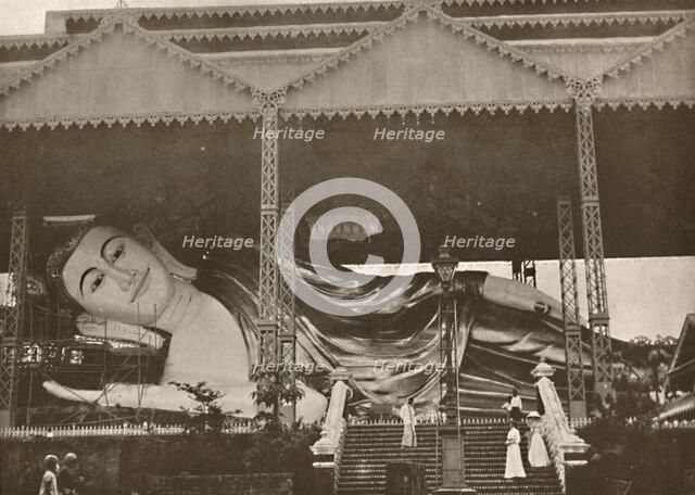 'Gigantic Reclining Figure of Buddha, Pegu', 1900. Creator: Unknown.