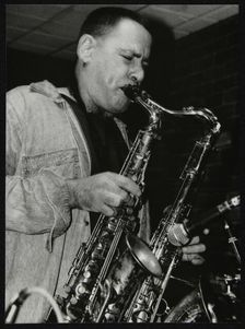 Gilad Atzmon playing tenor saxophones at The Fairway, Welwyn Garden City, Hertfordshire, 1996. Artist: Denis Williams