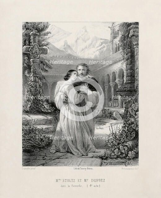 Gilbert Duprez und Rosine Stoltz as Fernand and Léonor in the Opera La favorite by Gaetano..., c.184 Creator: Desmaisons, Émile (1812-1880).