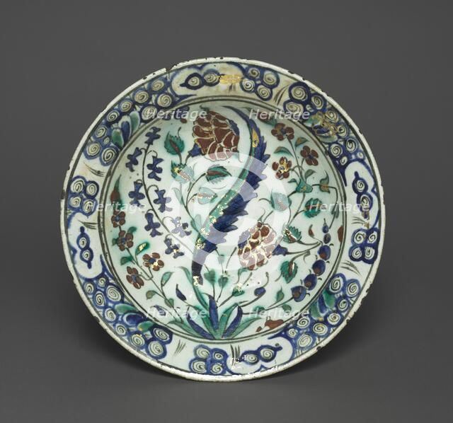 Gilded Dish with Flowers and Leaves, c. 1590. Creator: Unknown.