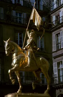 Gilded equestrian statue of St Joan of Arc, 19th century. Artist: Emmanuel Fremiet