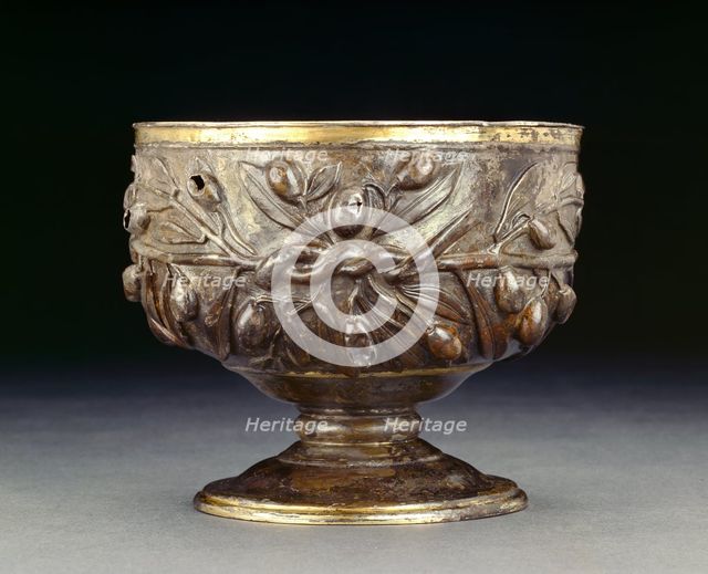 Gilded silver goblet decorated with sprays of olive, with a plain gold internal lining, 50-150. Artist: Unknown.