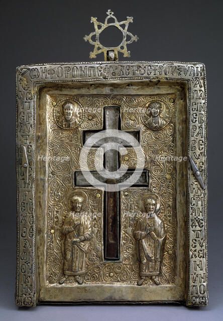 Gilded silver staurothek (Cross reliquary), Byzantine, 12th century. Artist: Byzantine Master