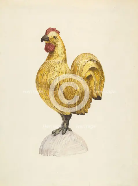 Gilded Wooden Rooster, 1935/1942. Creator: Karl J. Hentz.