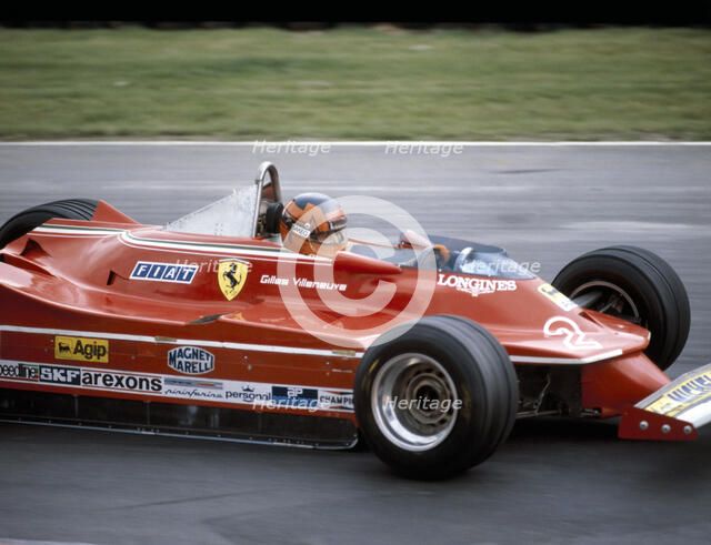 Gilles Villeneuve racing a Ferrari 312T5, British Grand Prix, Brands Hatch, 1980. Artist: Unknown