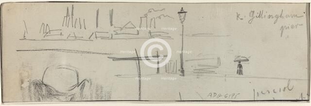 Gillingham Pier, London [verso], c. 1884. Creator: Felix Hilaire Buhot.