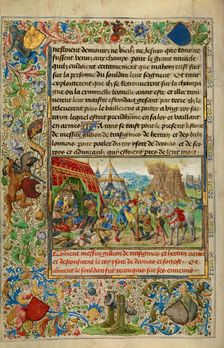 Gillion Slaying King Ysore and Freeing the Sultan, 1464. Creators: Lieven van Lathem, David Aubert