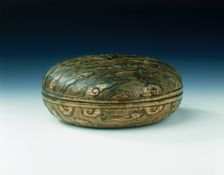 Gilt bronze covered box with crane amid clouds, Ming dynasty, China, 2nd half of 16th century. Creator: Unknown
