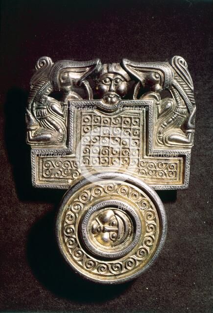 Gilt-Bronze Brooch, Germanic Iron Age, Denmark, c.500AD. Artist: Unknown.