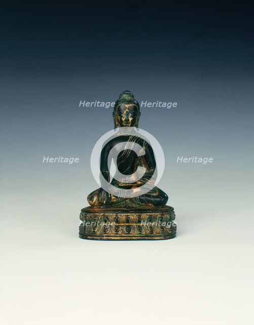 Gilt bronze Buddha, Tibet, 15th century. Creator: Unknown.
