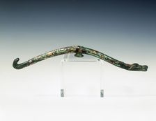 Gilt bronze garment hook with turquoise inlays, Eastern Zhou dynasty, 4th century BC