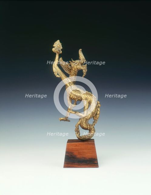 Gilt bronze four-clawed dragon finial, Ming dynasty, China, 16th century. Artist: Unknown