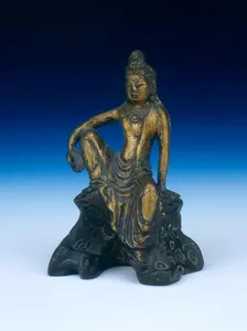 Gilt bronze figure of a deified lama, Tibet, c1700. Creator: Unknown