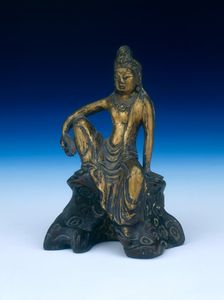 Gilt bronze figure of a deified lama, Tibet, c1700. Creator: Unknown