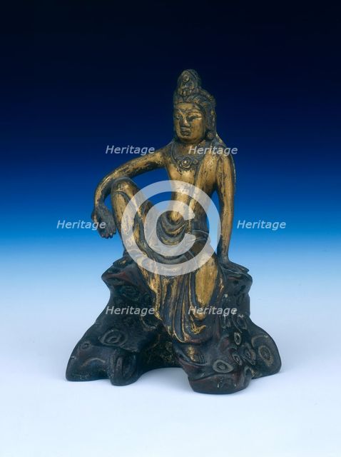 Gilt bronze figure of a deified lama, Tibet, c1700. Creator: Unknown.
