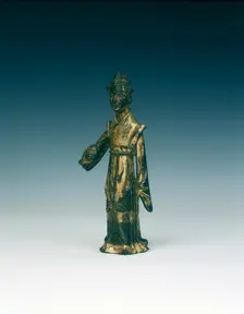Gilt bronze figure of a woman, Jin or Yuan dynasty, China, 13th century. Creator: Unknown