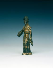 Gilt bronze figure of a woman, Jin or Yuan dynasty, China, 13th century. Creator: Unknown