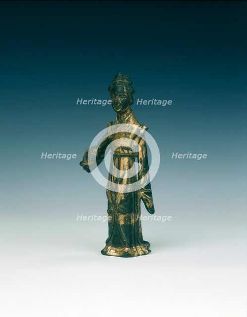 Gilt bronze figure of a woman, Jin or Yuan dynasty, China, 13th century. Creator: Unknown.