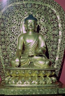 Gilt-bronze figure of Shakyamuni from China, Ming dynasty, early 15th century