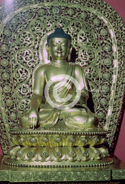Gilt-bronze figure of Shakyamuni from China, Ming dynasty, early 15th century. Artist: Unknown