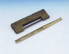 Gilt bronze lock and key, Qing dynasty, Qianlong period, China, 1736-1795. Creator: Unknown