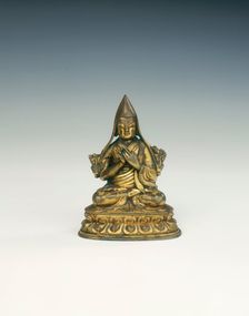 Gilt bronze Lama of the Yellow Hat sect, Tibet, 18th century. Creator: Unknown