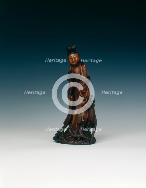 Gilt-bronze monk with alms bowl, China, 17th-18th century. Creator: Unknown.