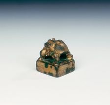 Gilt bronze seal with dragon-headed tortoise finial, Six Dynasties period, China, 220-581