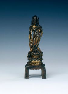 Gilt-bronze standing Avalokitesvara, Tang dynasty, China, 7th-8th century