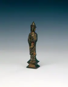 Gilt bronze standing figure, probably Guanyin, Liao dynasty, China, 11th century. Creator: Unknown