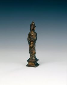 Gilt bronze standing figure, probably Guanyin, Liao dynasty, China, 11th century