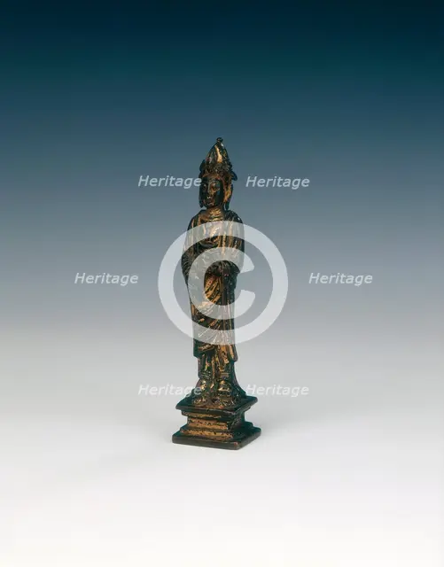 Gilt bronze standing figure, probably Guanyin, Liao dynasty, China, 11th century. Creator: Unknown.