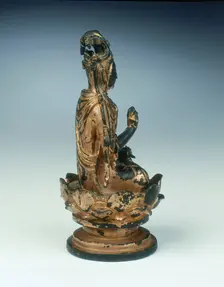 Gilt bronze statue of bodhisattva on lotus seat, Liao dynasty, China, mid 11th century. Creator: Unknown