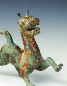 Gilt bronze striding chimera, late Eastern Han-early Six Dynasties period, China, 3rd century. Creator: Unknown