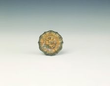 Gilt bronze sword pommel, Eastern Han to early Six Dynasties, China, 2nd-4th centuries. Creator: Unknown