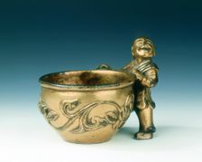Gilt bronze water container with boy holding the rim, Ming dynasty, China, c early 16th century. Creator: Unknown