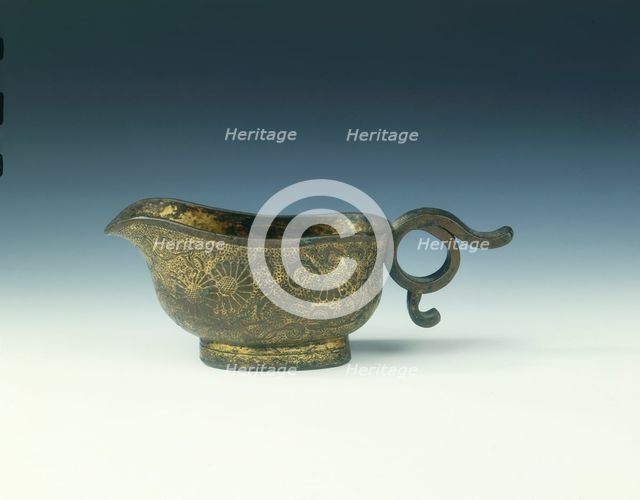 Gilt bronze vessel with ring handle, late Ming dynasty, China, 1550-1644. Artist: Unknown