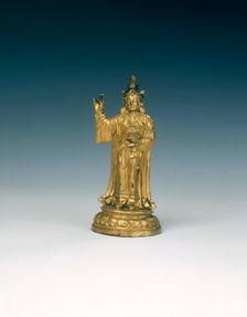 Gilt brass Guanyin, late Ming dynasty, China, 1550-1644. Creator: Unknown