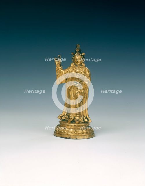 Gilt brass Guanyin, late Ming dynasty, China, 1550-1644. Creator: Unknown.