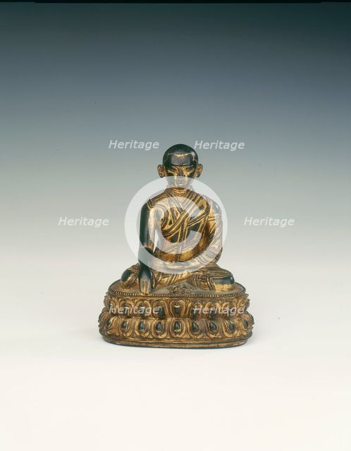Gilt brass Lama, probably Nasa Tragpupa, Mongolia, 17th century. Creator: Unknown.