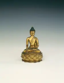 Gilt brass Ratnasambhava, patron saint of Nyingmapa sect, Mongolia, 18th century. Creator: Unknown