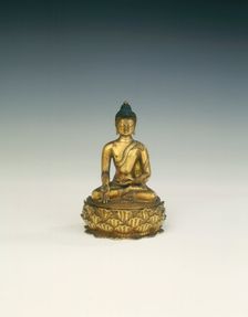 Gilt brass Ratnasambhava, patron saint of Nyingmapa sect, Mongolia, 18th century