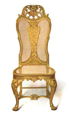 Gilt cane chair, 1906. Artist: Shirley Slocombe