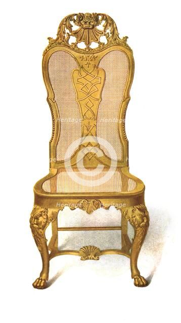 Gilt cane chair, 1906. Artist: Shirley Slocombe.