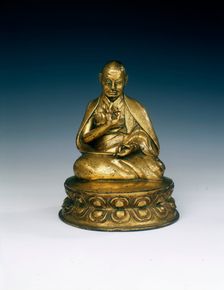 Gilt copper monk, Tibet, 16th century. Creator: Unknown