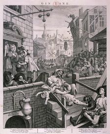 Gin Lane 1751. Artist: William Hogarth