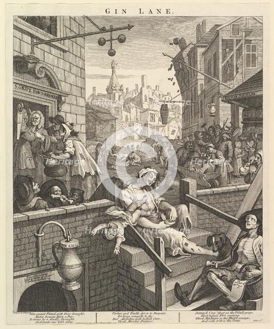 Gin Lane, February 1, 1751. Creator: William Hogarth.