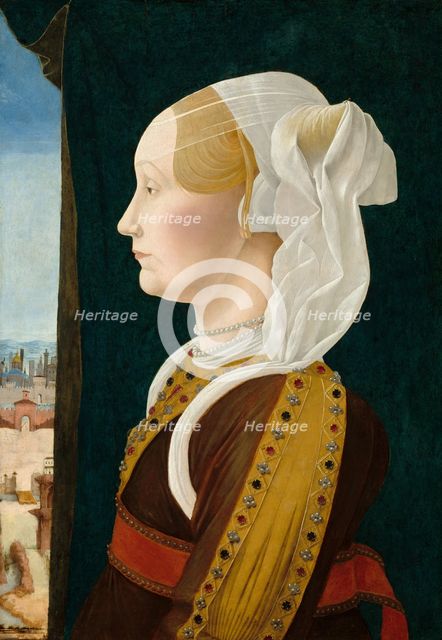 Ginevra Bentivoglio, c. 1474/1477. Creator: Ercole de' Roberti.
