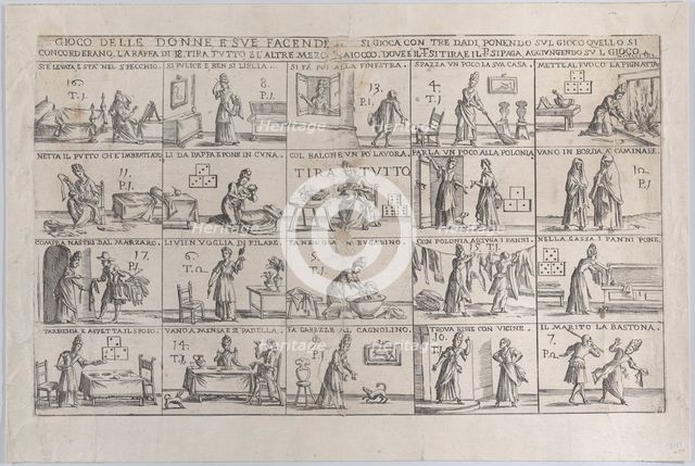 Gioco Delle Donne, E Sue Facende (Game of Wives, And Their Chores), 1654-1718. Creator: Giuseppe Maria Mitelli.